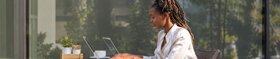 woman using laptop